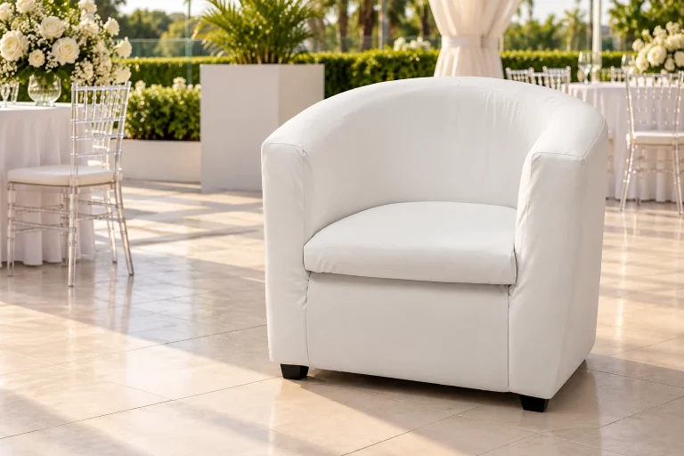 Panel Chair (Curved Accent Chair – White: Stylish Seating for Modern Conference Settings)